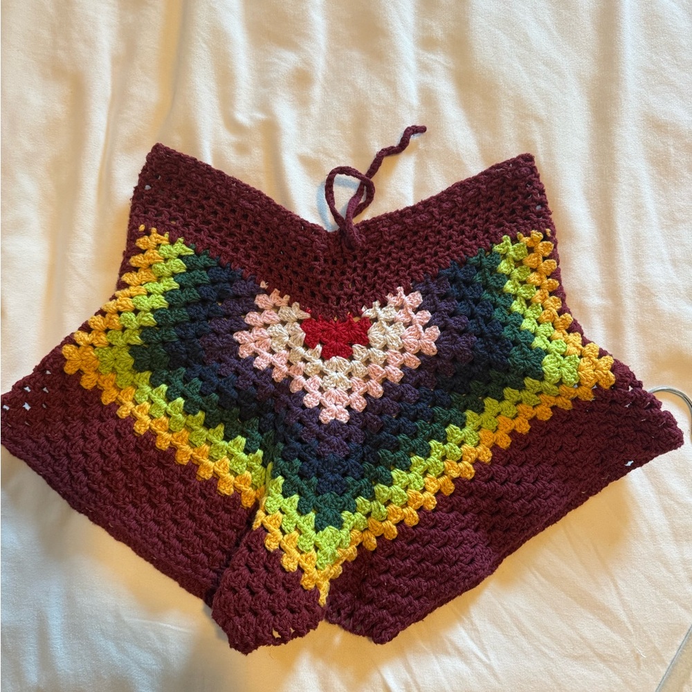 Colorful Crochet Patterned Shorts